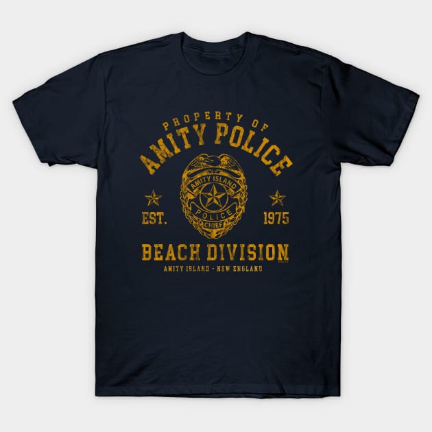 Amity Island Police Beach Division T-Shirt by Alema Art